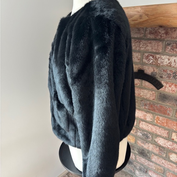 J. Crew Black Faux Fur Jacket - Picture 2 of 5